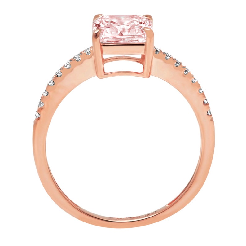 1.66ct Asscher Pink Simulated Diamond Promise Bridal Wedding Engagement Classic Designer Designer Ring Solid 14k Rose Gold
