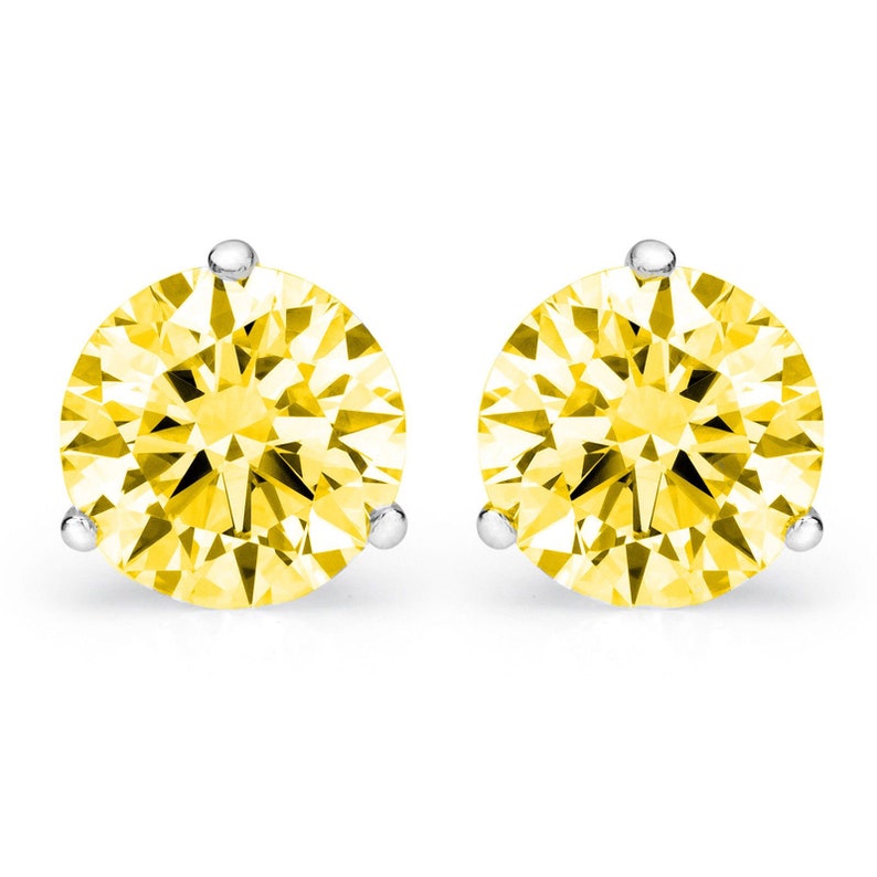 1.5 ct Brilliant Round Cut Solitaire Studs Designer Genuine Flawless VVS1 Yellow Simulated Diamond 14K 18K White Gold Earrings Screw back