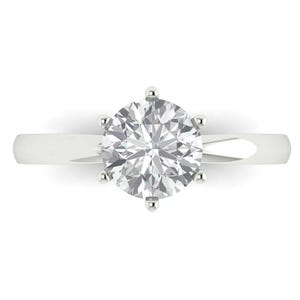 1.5 ct Brilliant Round Cut Genuine Cultured Diamond Stone Clarity VS1-2 Color G-H White Gold Solitaire Ring