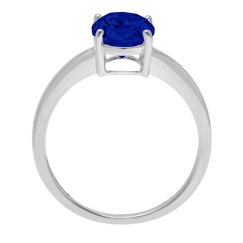2.5 Oval Cut Simulated Blue Sapphire VVS1 Classic Wedding Engagement Bridal Promise Classic Designer Ring Solid 14k White Gold