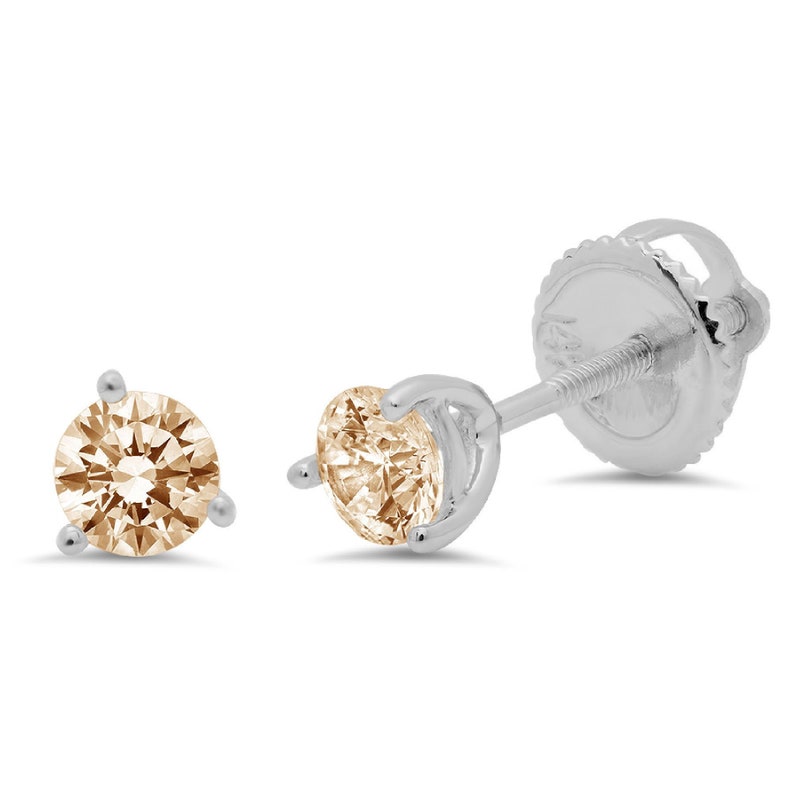 14K Rose Gold Round Diamond Bezel Stud Earrings 0.30ct 004945