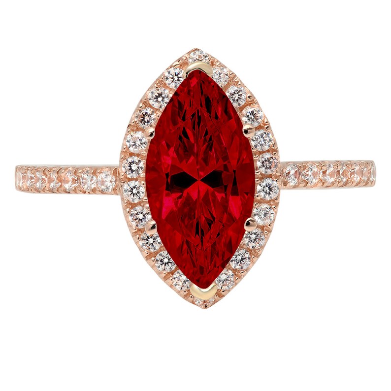 2.38 ct Marquise Halo Deep Red Natural Garnet VVS1 Classic Promise Bridal Wedding Engagement Classic Designer Ring Solid 14k Rose Gold