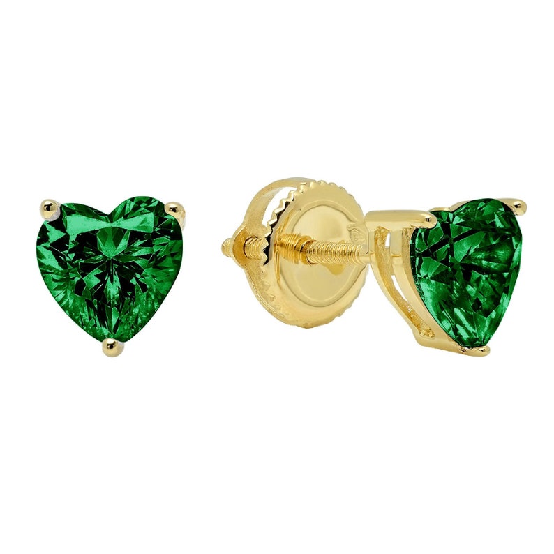 1 ct Brilliant Heart Cut Studs Designer Genuine Flawless VVS1 Simulated Emerald 14K 18K Yellow Gold Earrings Screw hotsell back