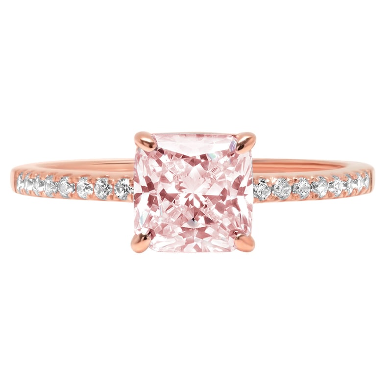 1.66ct Asscher Pink Simulated Diamond Promise Bridal Wedding Engagement Classic Designer Designer Ring Solid 14k Rose Gold