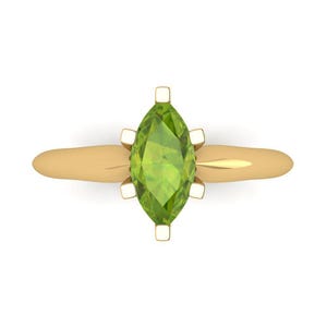 1.0 ct Marquise-Schliff Grün Natürlicher Peridot VVS1 Klassisch Hochzeit Verlobung Brautversprechen Designer Ring 585 Gelbgold