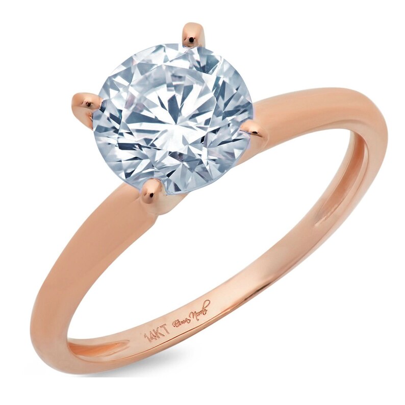 0.5 ct Brilliant Round Cut Designer Genuine Flawless Natural Aquamarine Stone 14K 18K Rose Gold Solitaire Ring