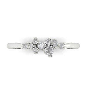 Cluster Ring, Cluster Band, Cluster Ring White Gold, 0.28ct Round Cluster Pyramid Designer Bridal Anniversary Wedding Band in 14K White Gold