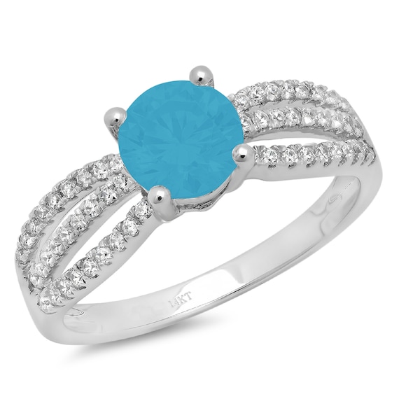 0.50 ct Round Cut Mint Light Sea Turquoise Green Simulated Diamond Classic Wedding Engagement Bridal Promise Designer Ring 14k Rose Gold