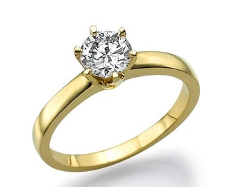 Solitaire Engagement Ring, Solitaire Ring, Solitaire Engagement, 2.0 CT Round Solitaire Promise Engagement Wedding Ring in 14k Yellow Gold