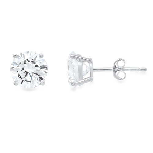 3.0ct shops Round Brilliant Cut Clear White Sapphire VVS1 Stud Earrings Solid 14k White Gold Push Back Anniversary Birthday Bridal Gift