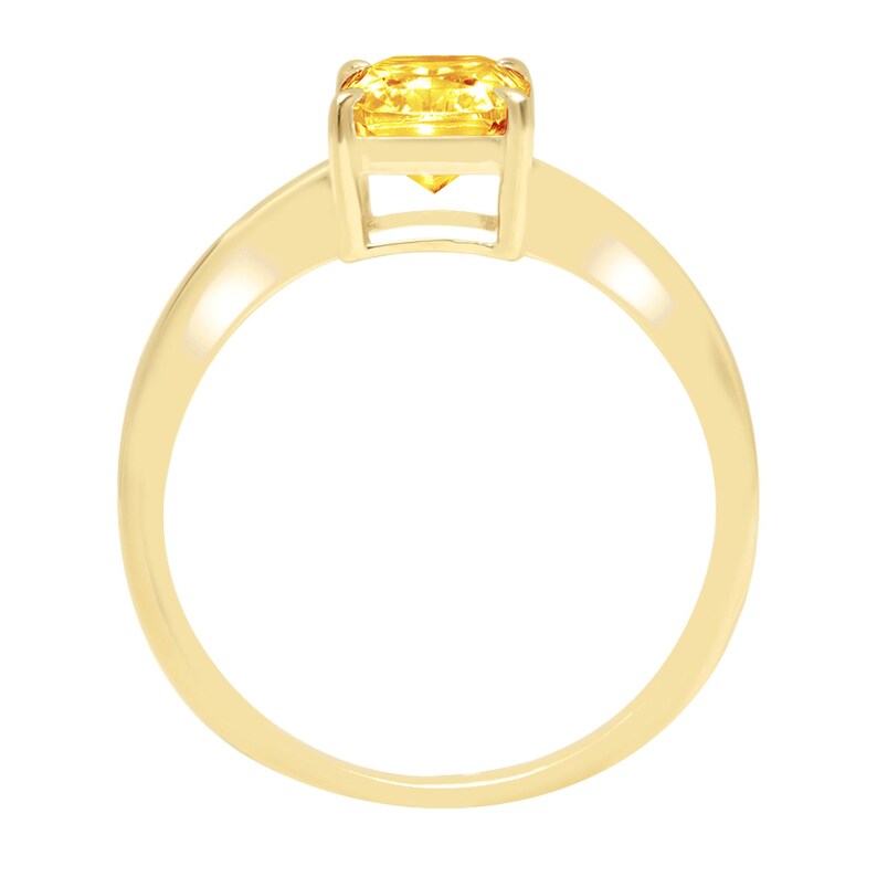 1.0 ct Radiant Cut Yellow Orange Natural Citrine VVS1 Classic Wedding Engagement Bridal Promise Designer Ring Solid 14k Yellow Gold