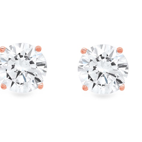 1.50 ct Round Brilliant Cut Ideal VVS1 Created White Sapphire Bridal Anniversary Stud Earrings 14k Solid Rose Gold shops Push Back