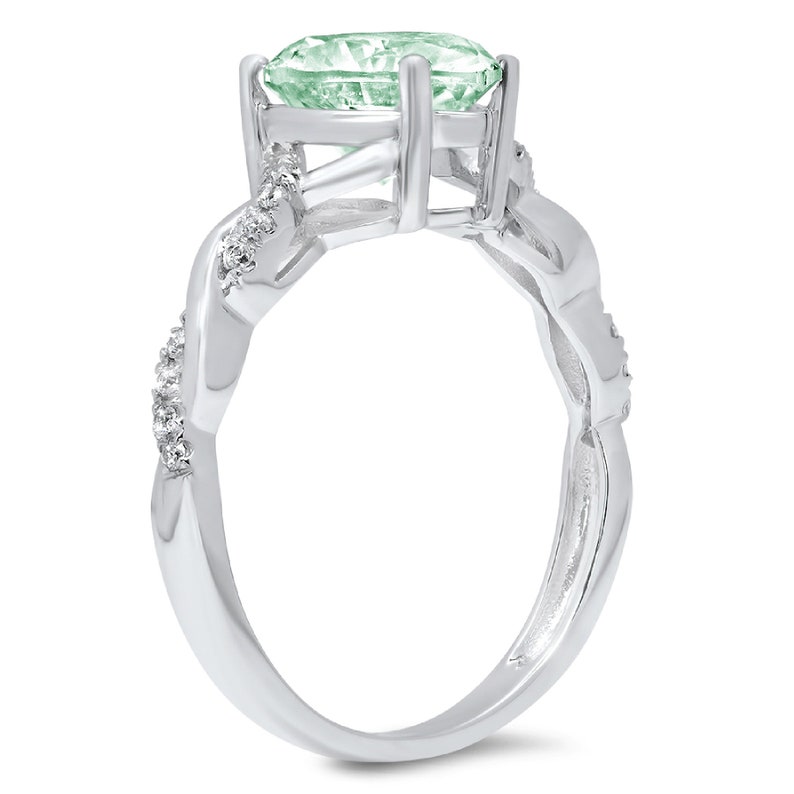 2.19 ct Heart Twisted Halo Mint Light Sea Turquoise Green Classic Promise Wedding Engagement Classic Designer Ring Solid 14k White Gold