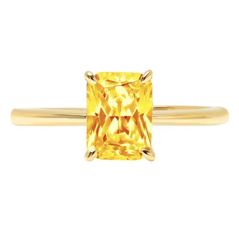 1.0 ct Radiant Cut Yellow Orange Natural Citrine VVS1 Classic Wedding Engagement Bridal Promise Designer Ring Solid 14k Yellow Gold