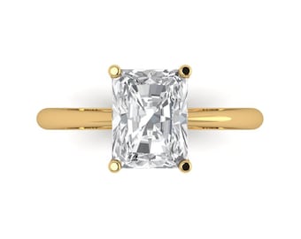 2.5 ct Brilliant Radiant Cut Moissanite Stone Yellow Gold Solitaire Ring