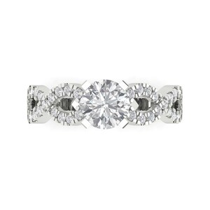 Engagement Ring 14K White Gold 1.42 tcw White Sapphire Solitaire with Accents Anniversary Wedding or Promise Gift