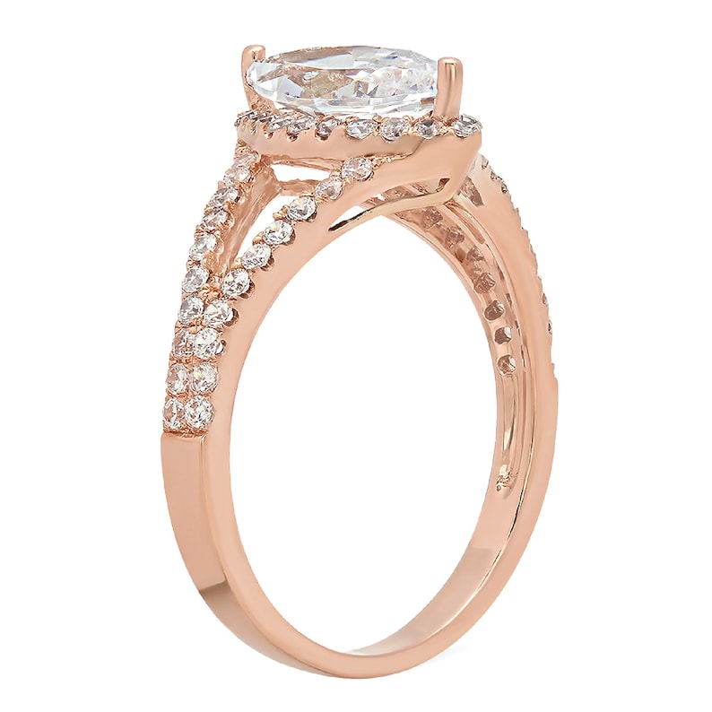 1.2 ct Marquise split shank Clear White Sapphire VVS1 Classic Promise Wedding Engagement Classic Designer Ring Solid 14k Rose Gold