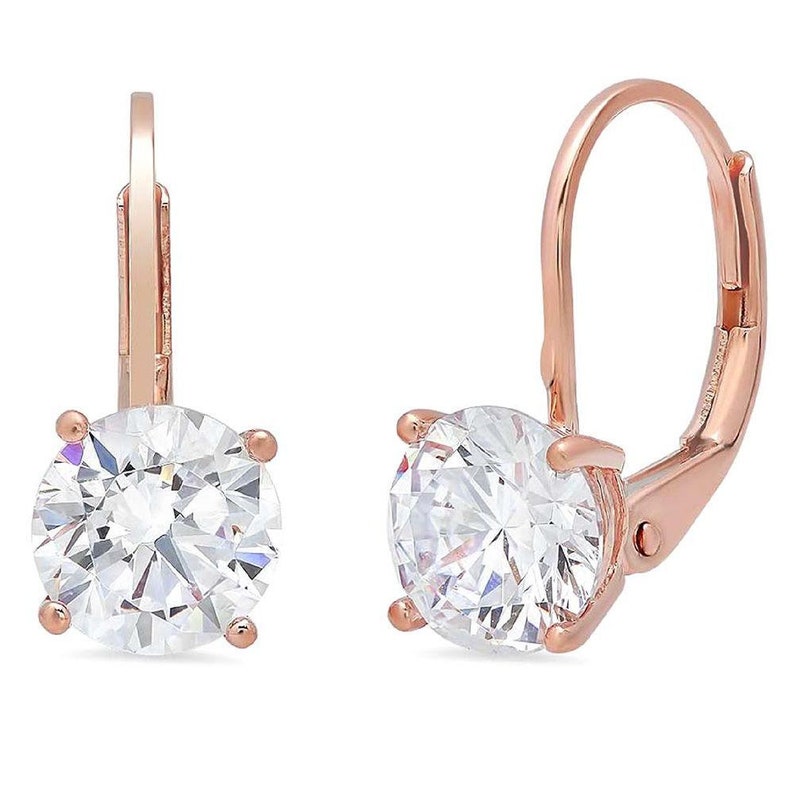 2 ct Brilliant Round Cut Drop Dangle Conflict Free Natural Diamo 2 ct Brilliant Round Cut Drop Dangle Conflict Free Natural Diamo
