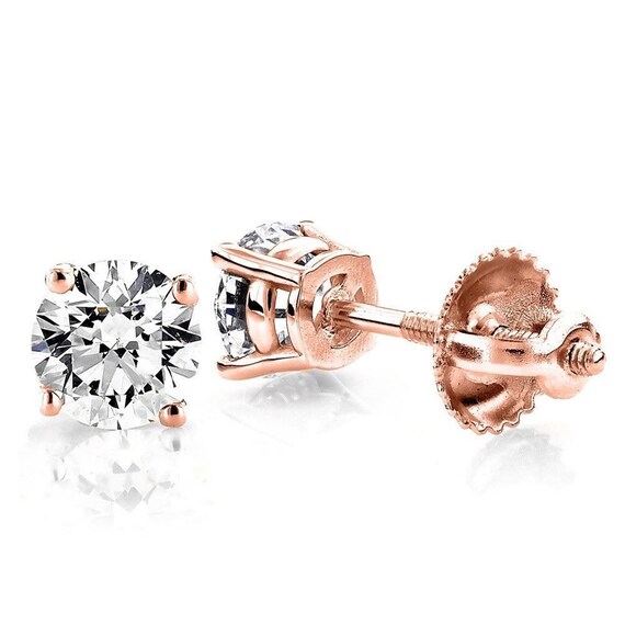 1 5 Ct Simulated Diamond Round Cut Solitaire Stud Earrings Etsy