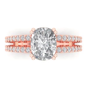 3.96 ct Brilliant Cushion Cut Moissanite Rose Gold Solitaire with Accents Engagement Ring