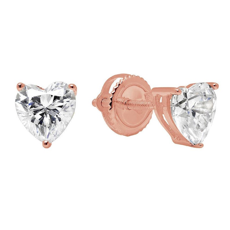 1 5 Ct Brilliant Heart Cut 女性に人気 Free Conflict Studs Genuine Solitaire