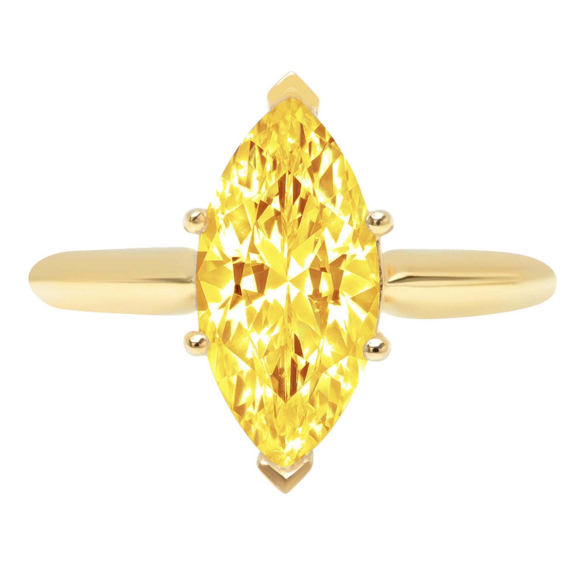 3.0 ct Round Cut Canary Yellow Simulated Diamond Classic Wedding Engagement Bridal Promise Designer Ring Solid 14k Rose Gold