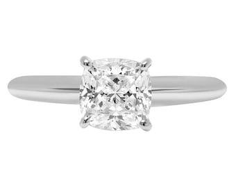 2.5 ct Brilliant Cushion Cut Natural Diamond VS1-2 G-H White Solid 14k or 18k Gold Robotic Laser Engraved Solitaire Ring