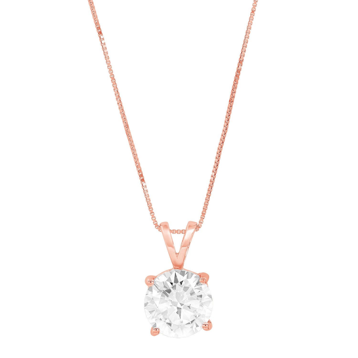 0.37 Carat Round Brilliant Pink Diamond Pendant Necklaces 14k Rose
