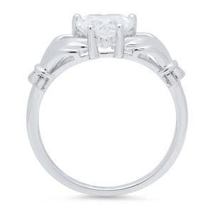 Promise Ring Claddagh, Claddagh Promise Ring, Ring Promise Claddagh, 1.5 Ct Simulated Heart Cut Irish Celtic Solitaire 14k White Gold, Rings image 4