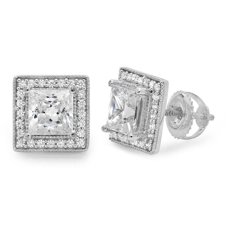 2.24 ct Brilliant Princess Cut Halo Studs Genuine Conflict Free 2.24 ct Brilliant Princess Cut Halo Studs Genuine Conflict Free