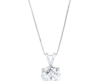 3 ct Brilliant Round Cut Solitaire Conflict Free Natural Diamond VS1-2 Color I-J White Solid 14k or 18k Gold Pendant with 18" Chain