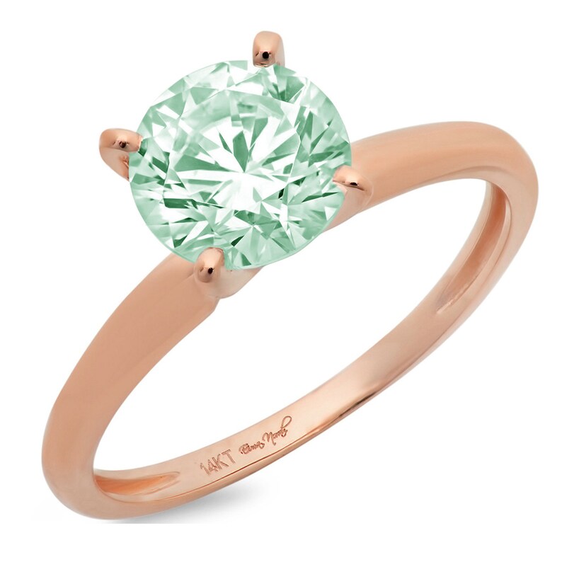 0.50 ct Round Cut Mint Light Sea Turquoise Green Simulated Diamond Classic Wedding Engagement Bridal Promise Designer Ring 14k Rose Gold