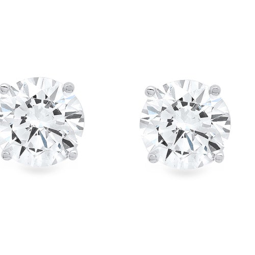 3.0ct shops Round Brilliant Cut Clear White Sapphire VVS1 Stud Earrings Solid 14k White Gold Push Back Anniversary Birthday Bridal Gift