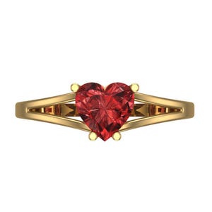 1.50 ct Heart split shank Deep Red Natural Garnet VVS1 Classic Wedding Engagement Bridal Promise Designer Ring Solid 14k Yellow Gold