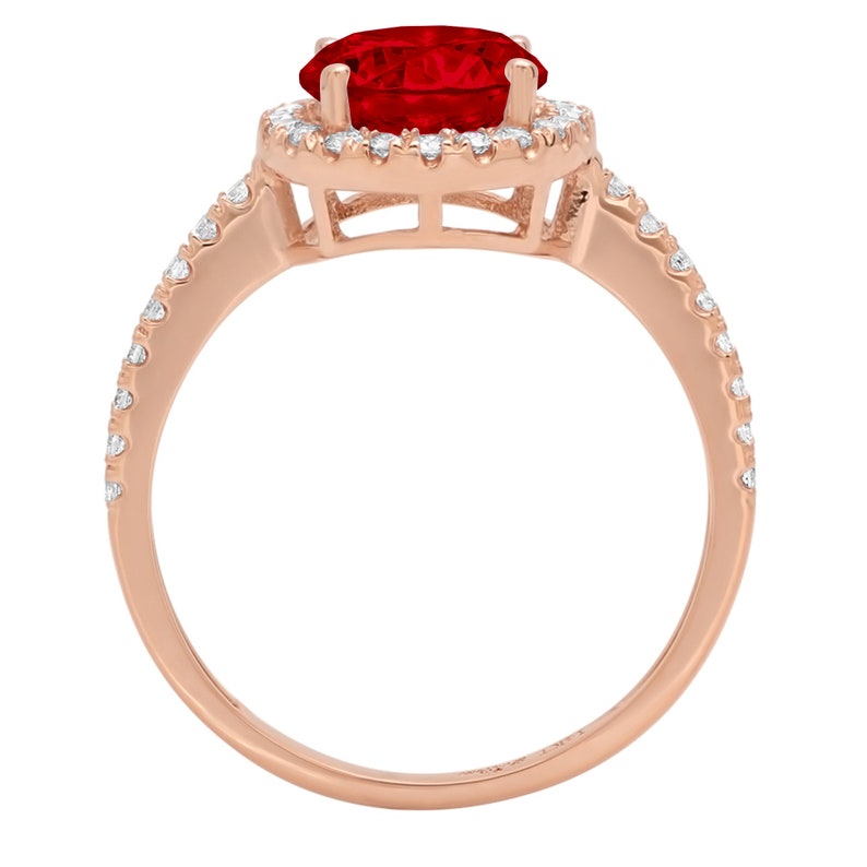 1.85 ct Round Cut halo Deep Red Natural Garnet VVS1 Promise Bridal Wedding Engagement Classic Designer Ring Solid 14k Rose Gold
