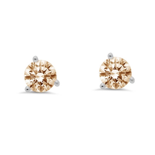 14K Rose Gold Round Diamond Bezel Stud Earrings 0.30ct 004945