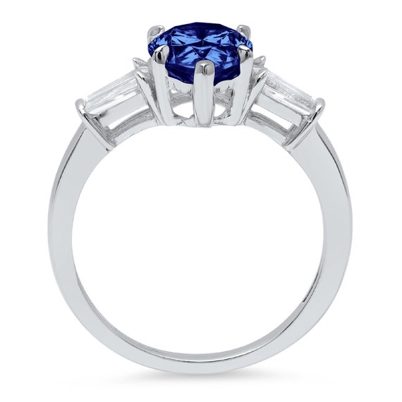 2.5 ct  Pear Cut Designer Genuine Flawless VVS1 Blue Simulated Diamond 14K 18K White Gold Solitaire Ring