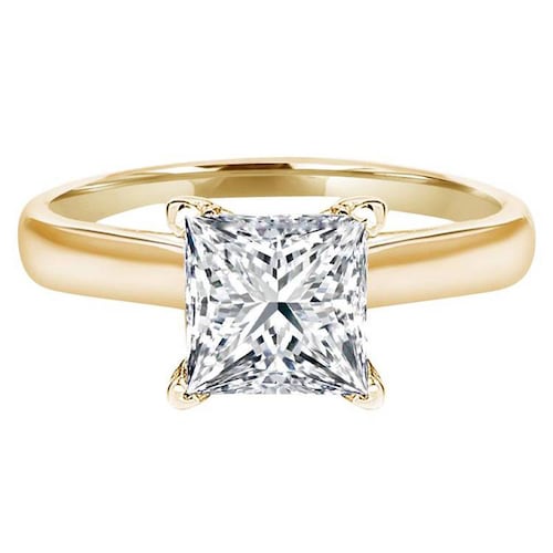 Certified 2.0Ct Princess Cut Lab-Created Diamond Wedding Ring In 14K White Gold 