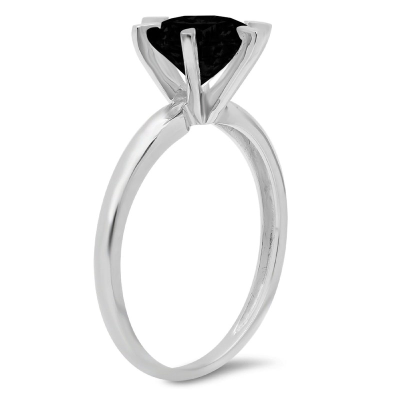 3 ct Brilliant Round Cut Designer Genuine Flawless Natural Onyx 14K 18K White Gold Solitaire Ring