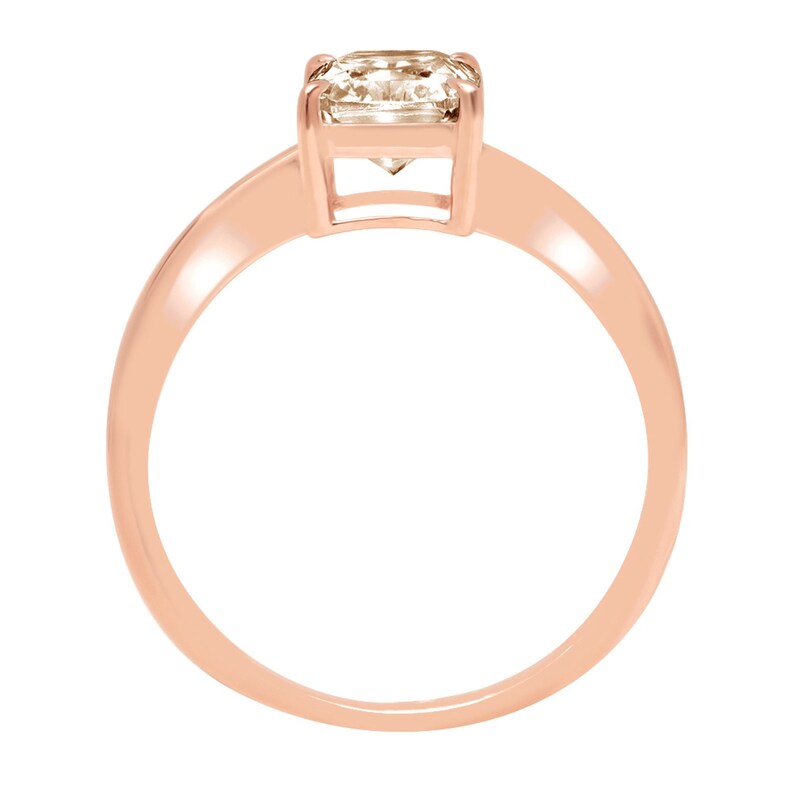 1.75ct Radiant Cut Brown Champagne Simulated Diamond Classic Wedding Engagement Bridal Promise Designer Ring Solid 14k Rose Gold