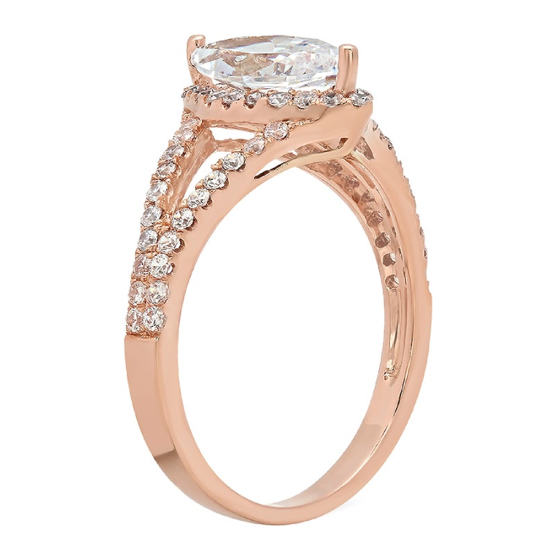 1.2 ct Marquise split shank Clear White Sapphire VVS1 Classic Promise Wedding Engagement Classic Designer Ring Solid 14k Rose Gold