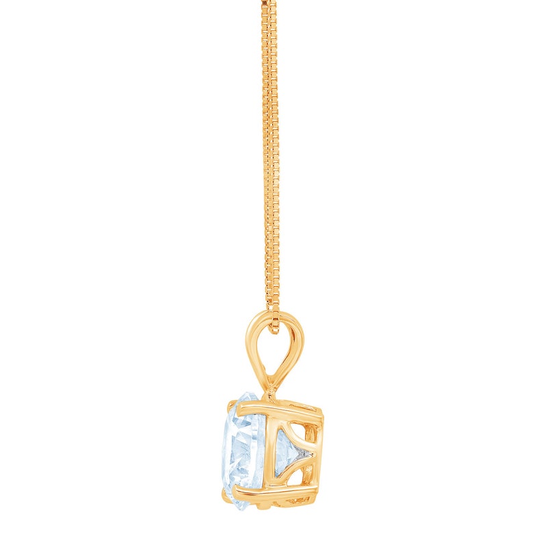 2 ct Round VVS1 Aquamarine Blue Simulated Diamond Solitaire Designer Pendant Necklace 18 Gift BoxChain Solid 14k Yellow gold