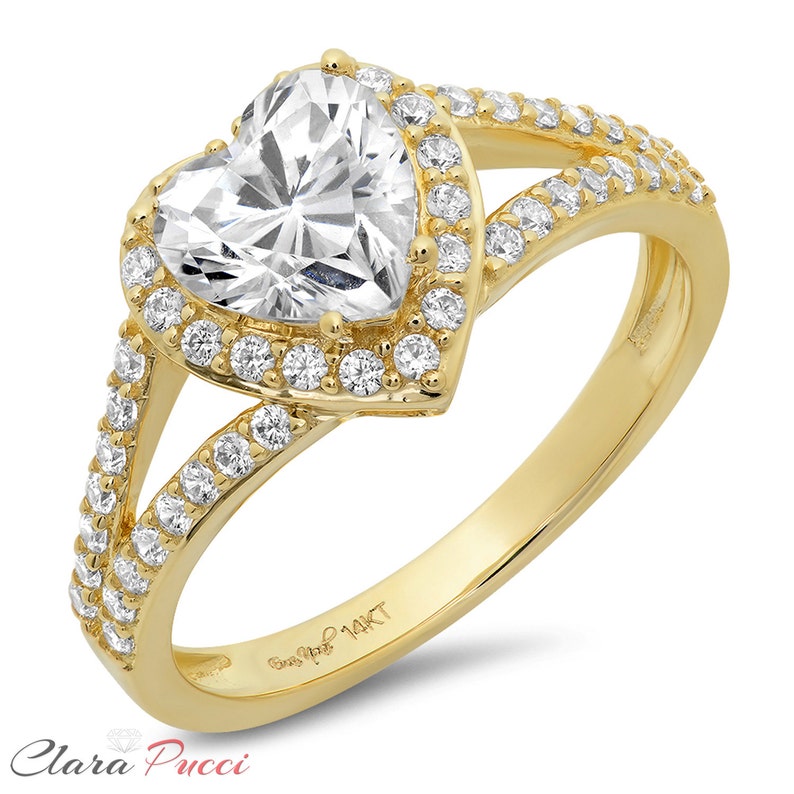 1.70 Ct Moissanite Heart Cut Solitaire Bridal Engagement Promise Wedding Statement Anniversary Ring Solid 14k Yellow Gold