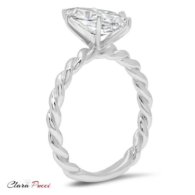 Ring Marquise Ring Marquise Cut Marquise Engagement Ring 2.0CT Marquise Wedding Promise Twisted Knot Solitaire Ring Band 14k White Gold