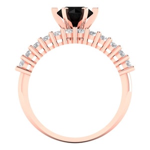 1.66 ct Brilliant Round Cut Natural Onyx Stone Rose Gold Solitaire with Accents Bridal Set