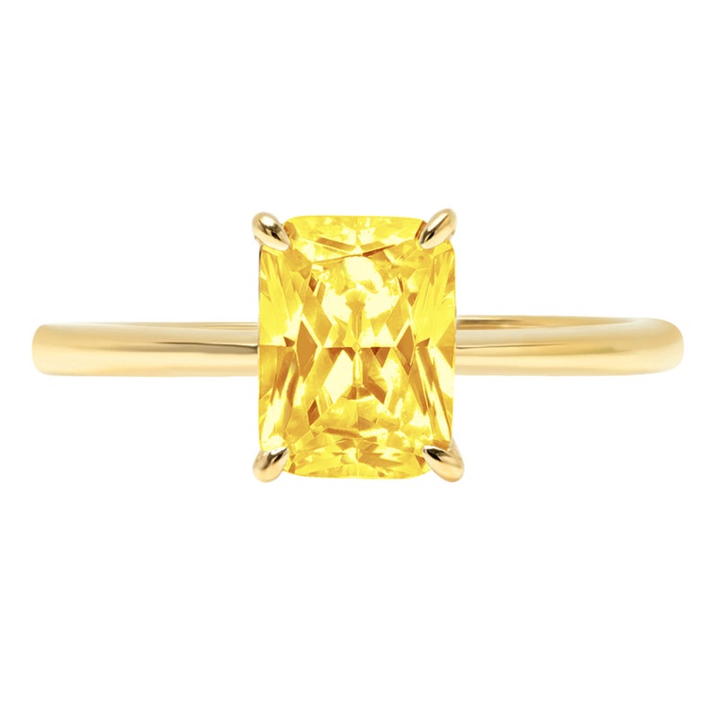 2.5ct Radiant Cut Canary Yellow Simulated Diamond Classic Wedding Engagement Bridal Promise Designer Ring Solid 14k Yellow Gold