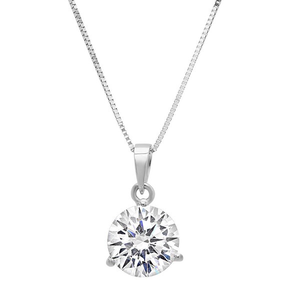 Clara Pucci 0.30CT Heart Brilliant Round Cut Simulated Diamond CZ 14K White Gold Pendant Box Necklace 16 Chain