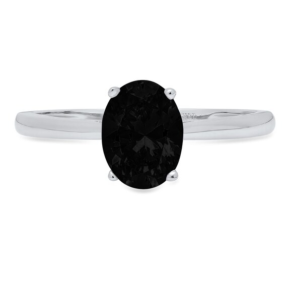 3 ct Brilliant Round Cut Designer Genuine Flawless Natural Onyx 14K 18K White Gold Solitaire Ring