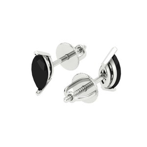 1.0 ct Brilliant Marquise Cut Solitaire Studs Natural Onyx Stone White Gold Earrings Push back