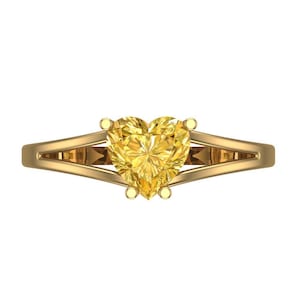 1.50 ct Heart split shank Yellow Orange Natural Citrine VVS1 Classic Wedding Engagement Bridal Promise Designer Ring Solid 14k Yellow Gold